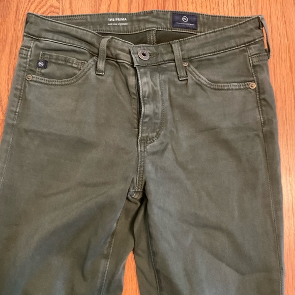 Adriano Goldschmidt Jeans, The Prima, Mid-rise Cigarette Leg, Army Green, Sz 24R - Picture 8 of 16